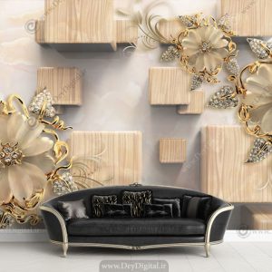 پوستر دیواری سه بعدی گل جواهری BA-2460