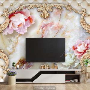 پوستر دیواری پشت تلویزیون گل و لمسه BA-2518