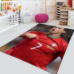 فرشینه چاپی پسرانه فوتبالی طرح رونالدو قرمز