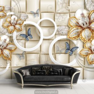 پوستر دیواری سه بعدی گل نگینی BA-2618