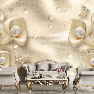 پوستر دیواری گل مروارید کرمی BA-2638
