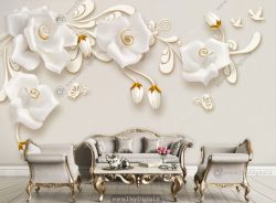 پوستر دیواری شاخه گل سفید BA-2705