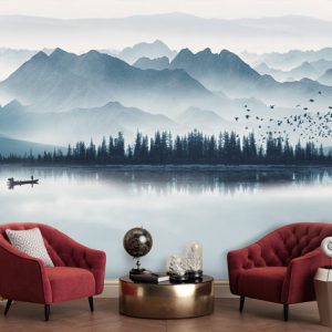 پوستر دیواری منظره مه آلود کوهستان BA-2710
