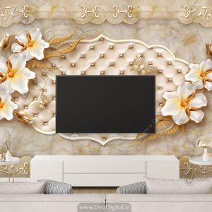 پوستر دیواری پشت تلویزیون لمسه طلایی کرمی BA-2716