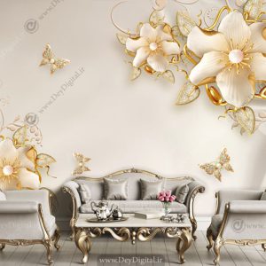 پوستر دیواری گل جواهری سفید BA-2726