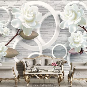 پوستر دیواری سه بعدی گل سفید BA-2734