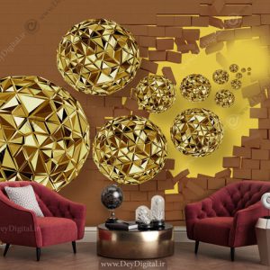 پوستر دیواری سه بعدی گوی طلایی BA-2737