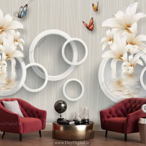 پوستر دیواری سه بعدی سالن پذیرایی سفید BA-2751