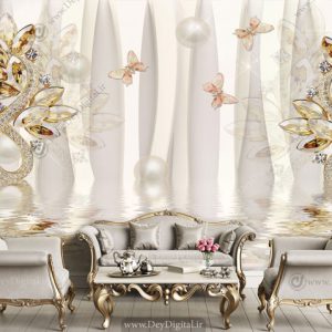 پوستر دیواری سه بعدی گل نگینی BA-2760