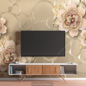 پوستر دیواری پشت تلویزیون گل نگینی BA-2795