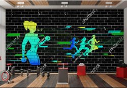 پوستر دیواری آجری برای مجموعه ورزشی