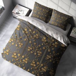 روتختی دو نفره طرح شیک لاکچری طوسی طلایی