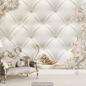 پوستر دیواری سه بعدی گل سفید BA-3105