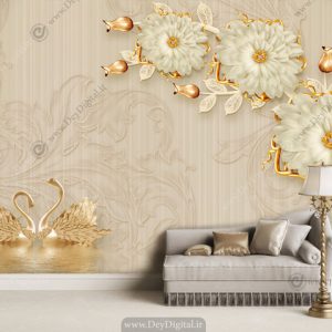 پوستر دیواری سه بعدی گل سفید BA-3110