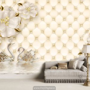 پوستر دیواری سه بعدی گل کرمی BA-3111