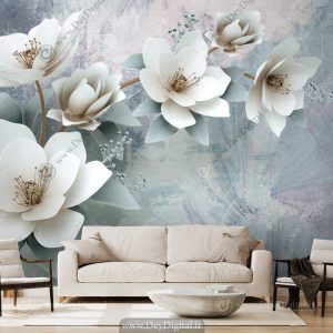 پوستر دیواری گل سفید BA-3327