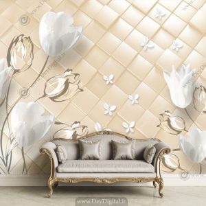 پوستر دیواری سه بعدی گل سفید BA-3333