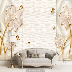 پوستر دیواری سه بعدی گل تزیینی BA-3342