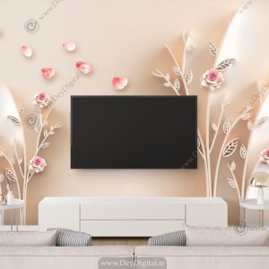 پوستر دیواری پشت تلویزیون سه بعدی کرمی BA-3345