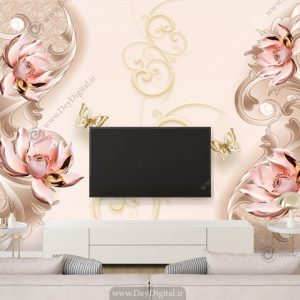 پوستر دیواری پشت تلویزون کرمی BA-3354