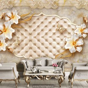 پوستر دیواری سه بعدی لمسه کرمی طلایی BA-3367