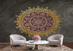پوستر دیواری سنتی طرح شمسه طلایی BA-3368