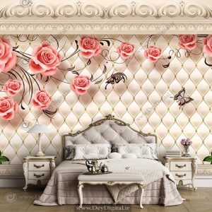 خرید پوستر دیواری پشت تلویزیون گل سه بعدی