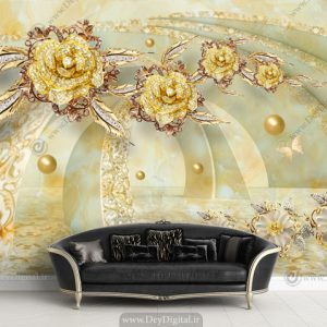 پوستر دیواری سه بعدی گل جواهری BA-3424
