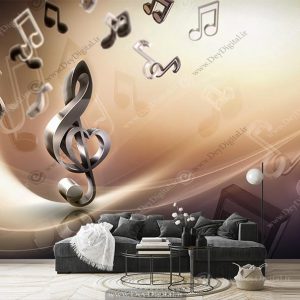 پوستر دیواری سه بعدی نت موسیقی BA-3448