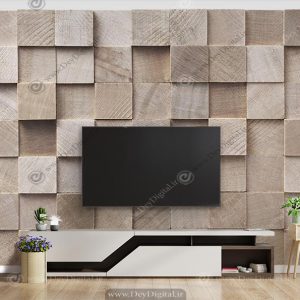 پوستر دیواری سه بعدی مدرن پشت تلویزیو