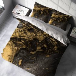 روتختی دونفره شیک طرح ماربل مشکی طلایی
