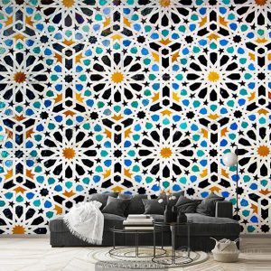 پوستر دیواری کاشیکاری فیروزه ای BA-3649