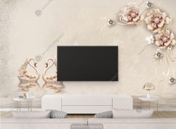 پوستر دیواری پشت تلویزیونگل کرمی BA-3718