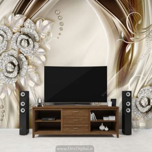 پوستر دیواری پشت تلویزیون نقره ای BA-3732