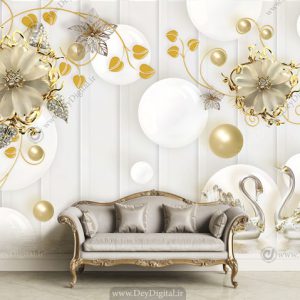 پوستر دیواری سه بعدی گل جواهری BA-3734