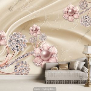 پوستر دیواری گل جواهری صورتی BA-3738