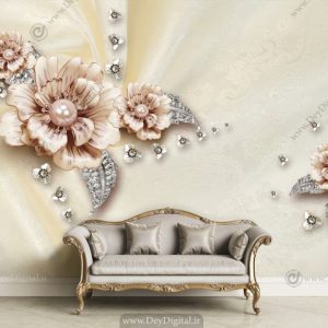 پوستر دیواری گل نگینی کرمی BA-3747