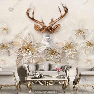 پوستر دیواری سه بعدی کرمی BA-3755