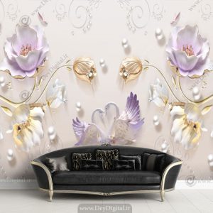 پوستر دیواری سه بعدی گل تزیینی BA-3767