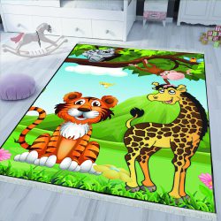 فرش چاپی طرح ببر و زرافه و میمون و کوالا در جنگل