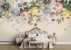 پوستر دیواری اتاق خواب طرح گل نقاشی