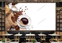 پوستر دیواری قهوه فروشی طرح فنجون قهوه