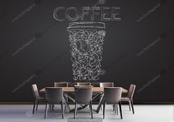 پوستر دیواری کافه طرح دونه های قهوه به شکل لیوان