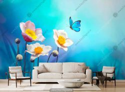 پوستر دیواری گل و پروانه BA-4205