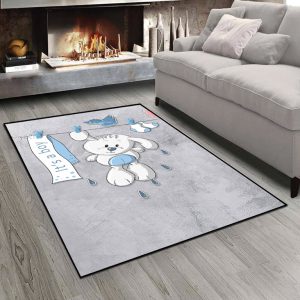 فرش چاپی طرح عروسک خرگوش آبی آویزان به بند
