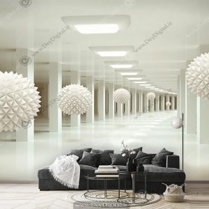 پوستر دیواری پذیرایی سه بعدی مدرن گوی