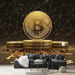 پوستر دیواری طرح سکه بیتکوین