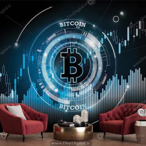 پوستر دیواری بیت کوین زمینه مشکی