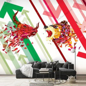 پوستر دیواری ارز دیجیتال طرح بازار خرسی و گاوی