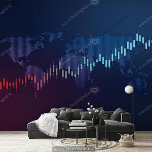 وستر دیواری کریپتو کارنسی طرح کندل‌های نمودار تکنیکال
